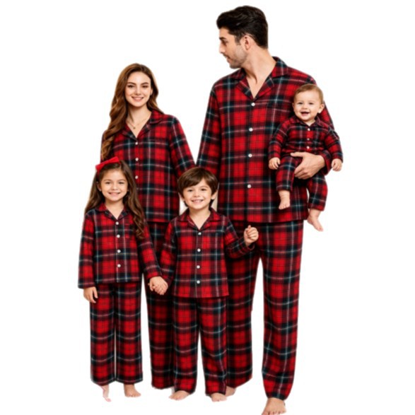 Familien-Pyjama-Set, kariert, Langarm, 2631