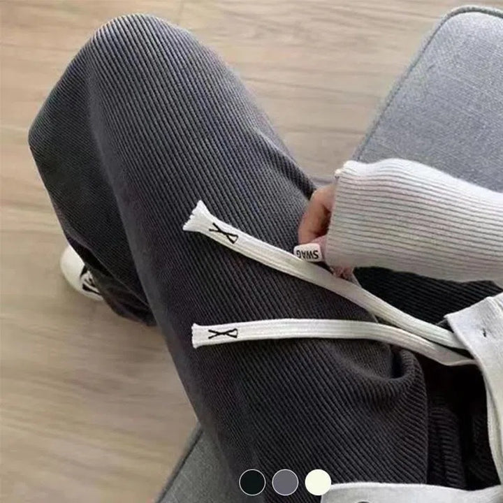 Damen-Cordhose mit Kordelzug und hohem Bund