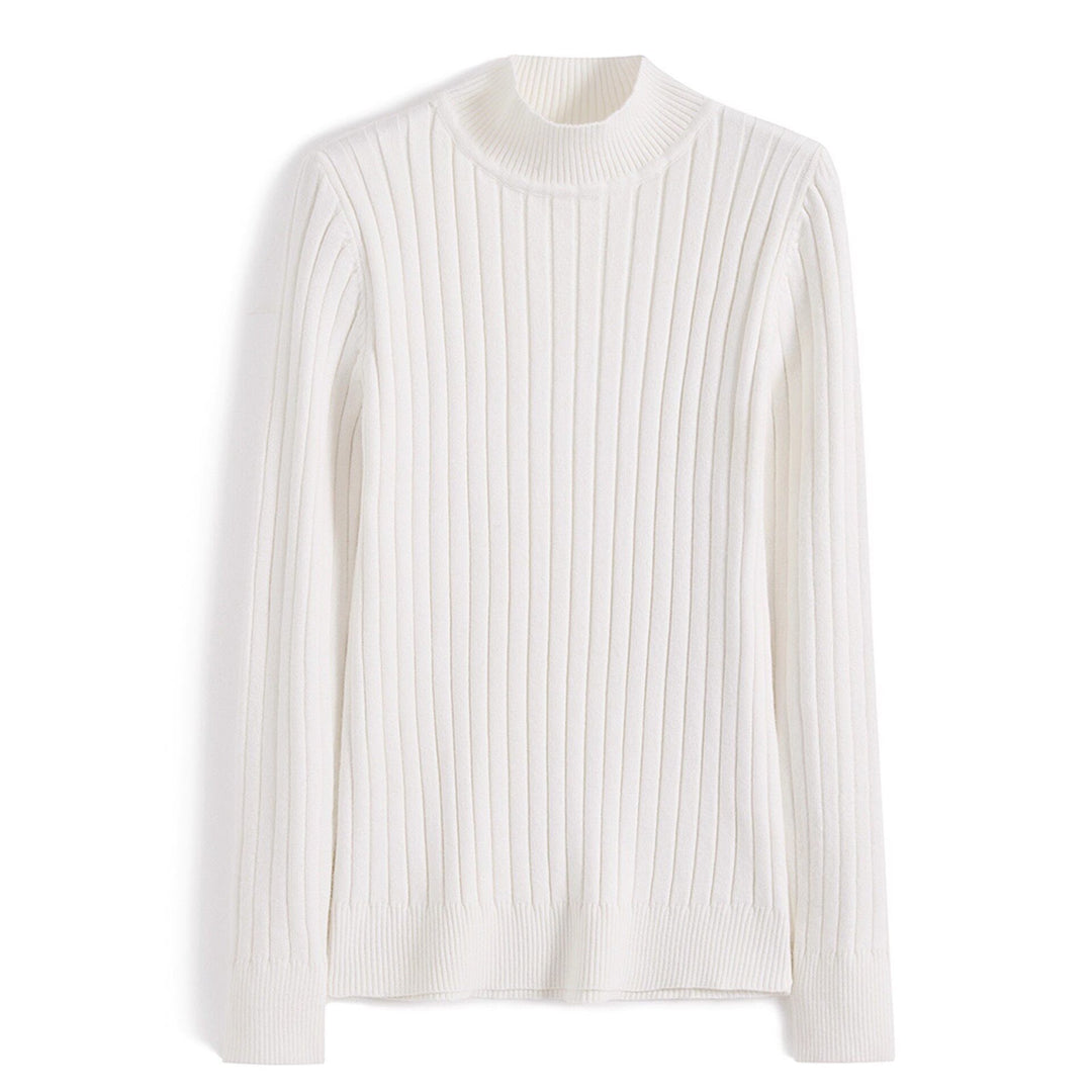 Damen-Strickpullover mit halbem Stehkragen, figurbetont