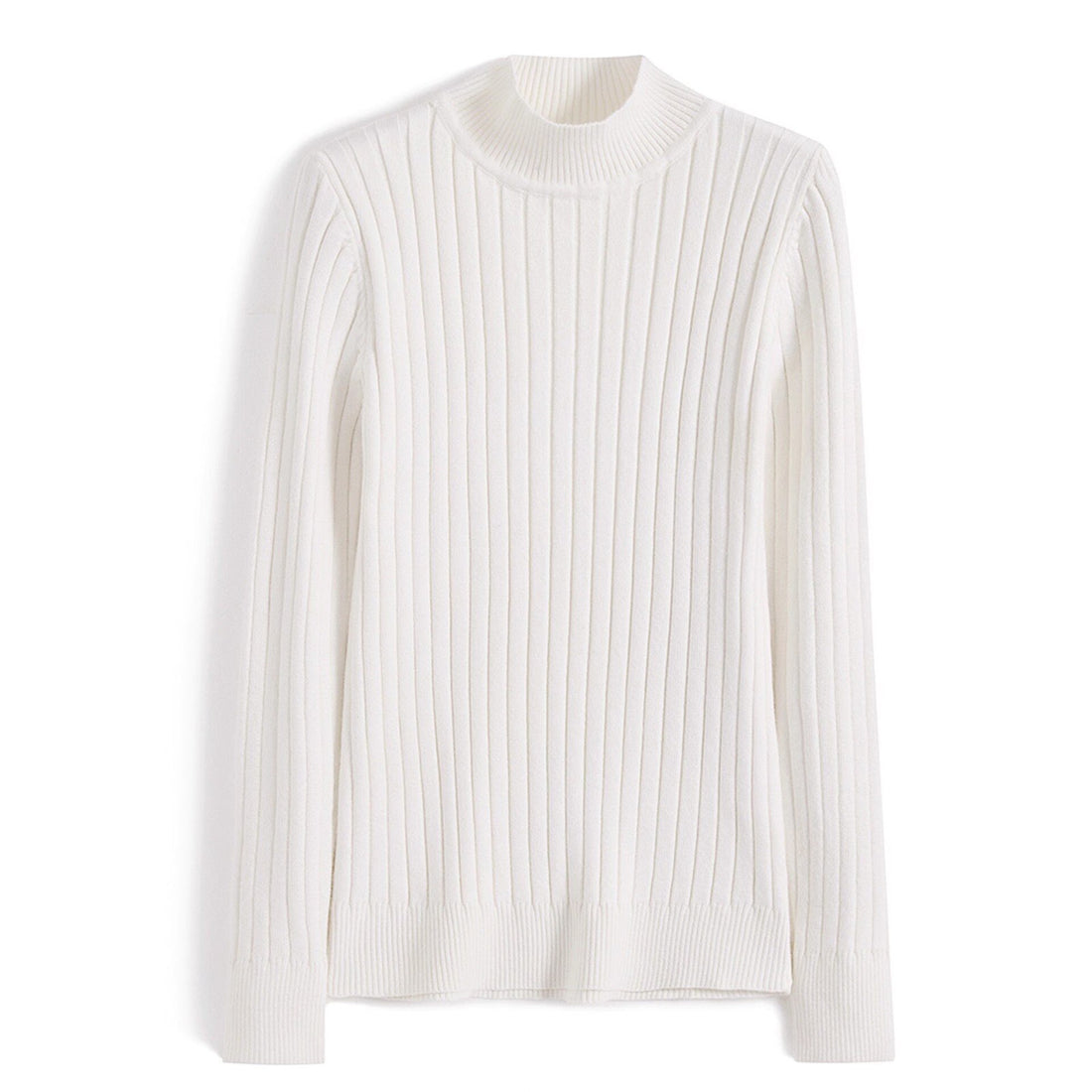 Damen-Strickpullover mit halbem Stehkragen, figurbetont