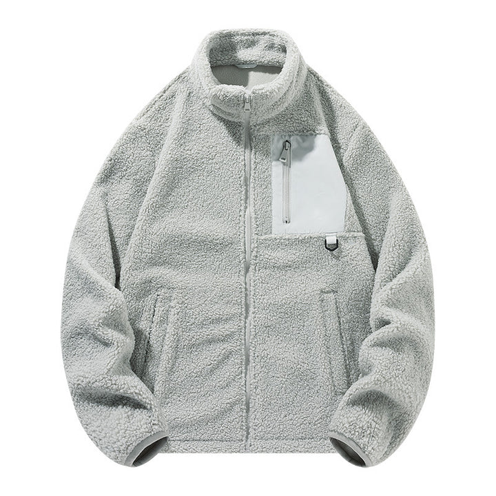 Unisex-Fleecejacke mit Stehkragen und Taschen