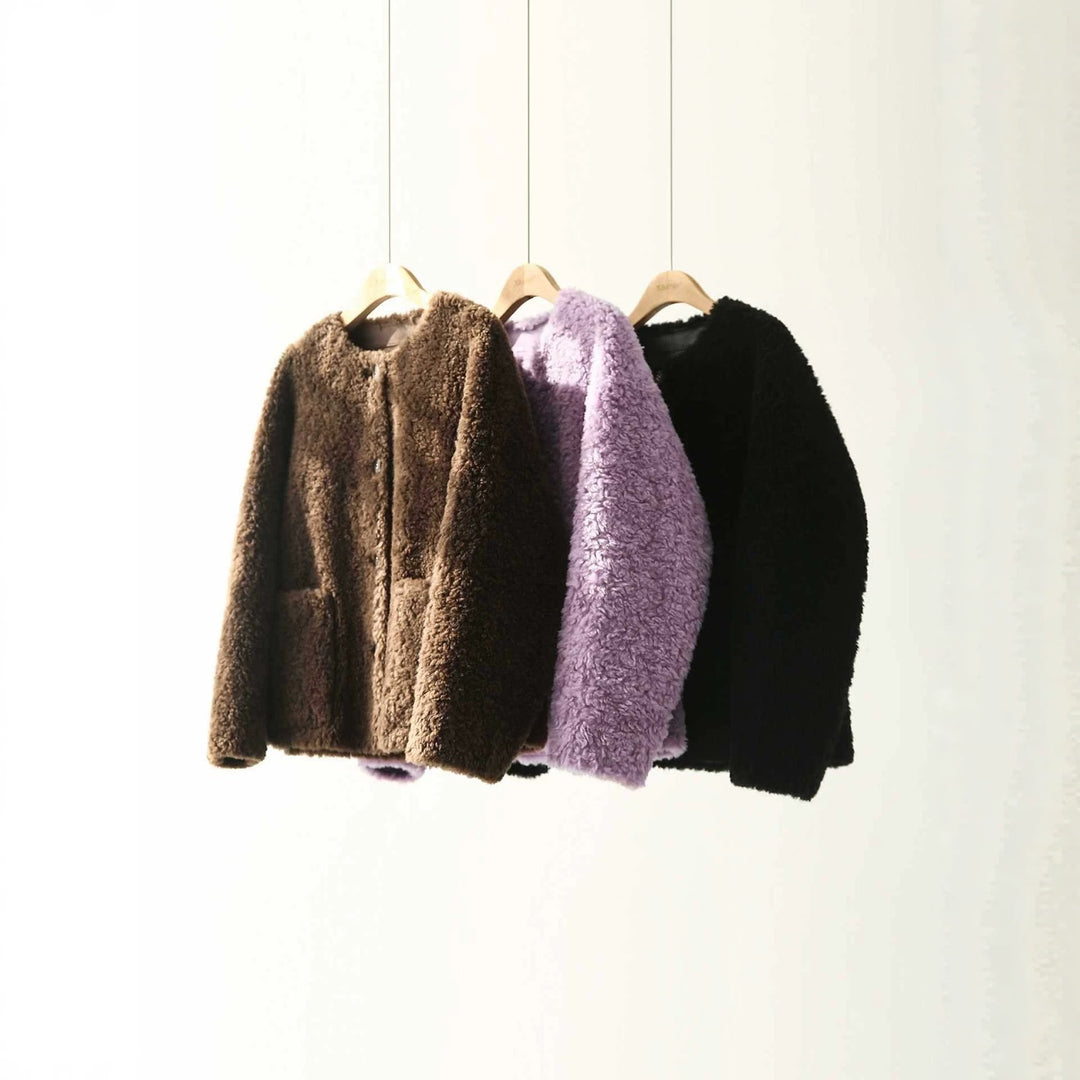 Damen-Lammfellimitat-Mantel, Winter