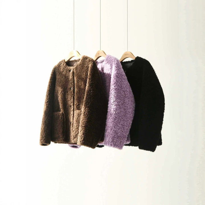 Damen-Lammfellimitat-Mantel, Winter