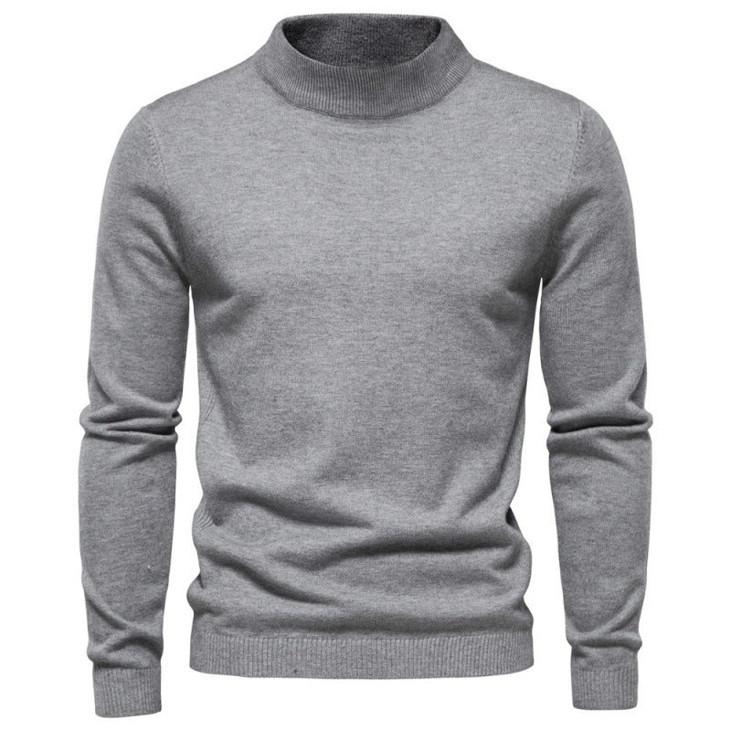 Herren-Rollkragenpullover, gestrickt, einfarbig