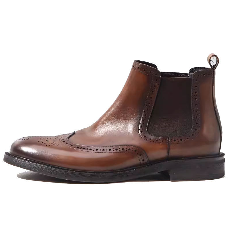 Herren-Chelsea-Stiefel aus Echtleder mit Plateau