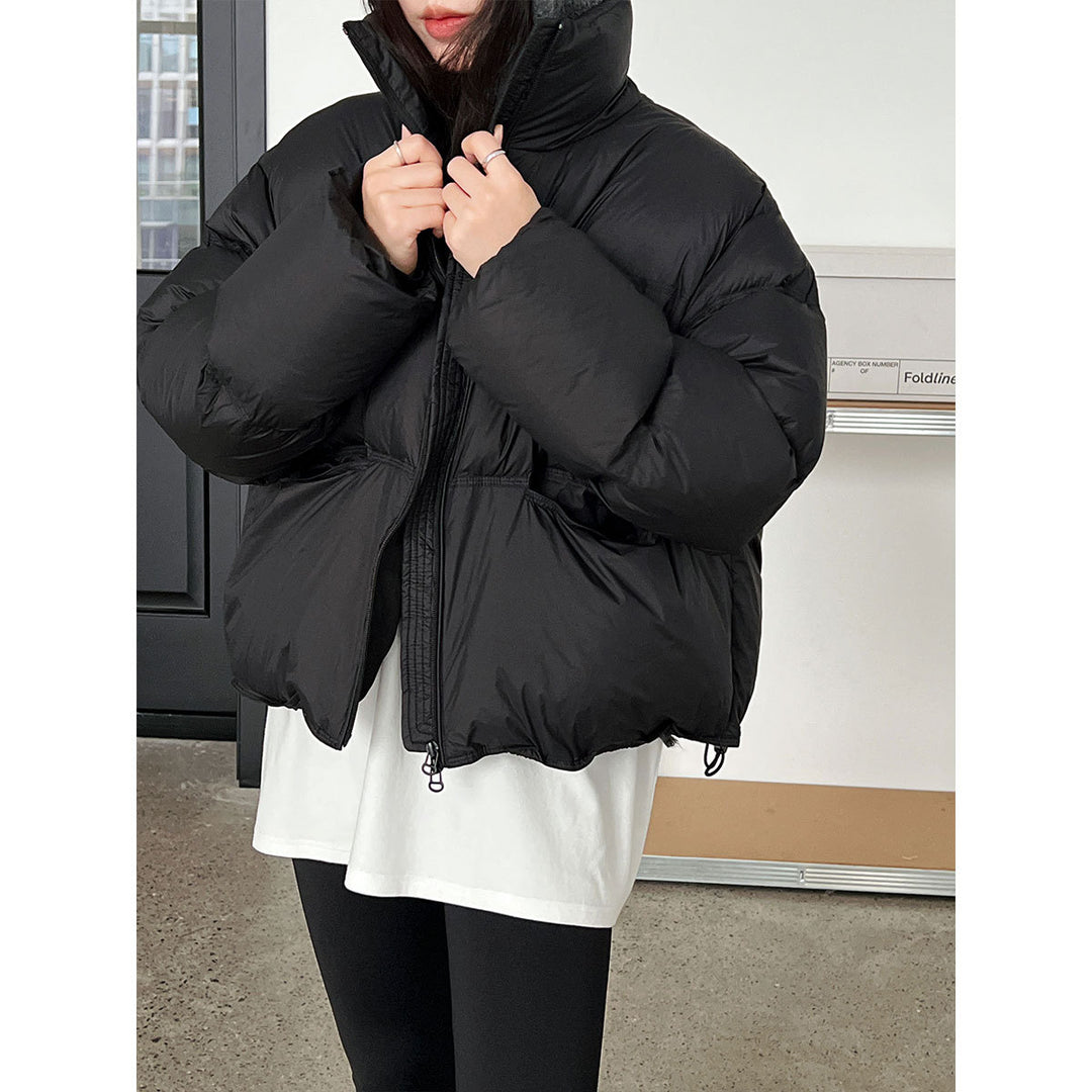 Damen-Daunenjacke mit Stehkragen und weißer Entendaunenfüllung