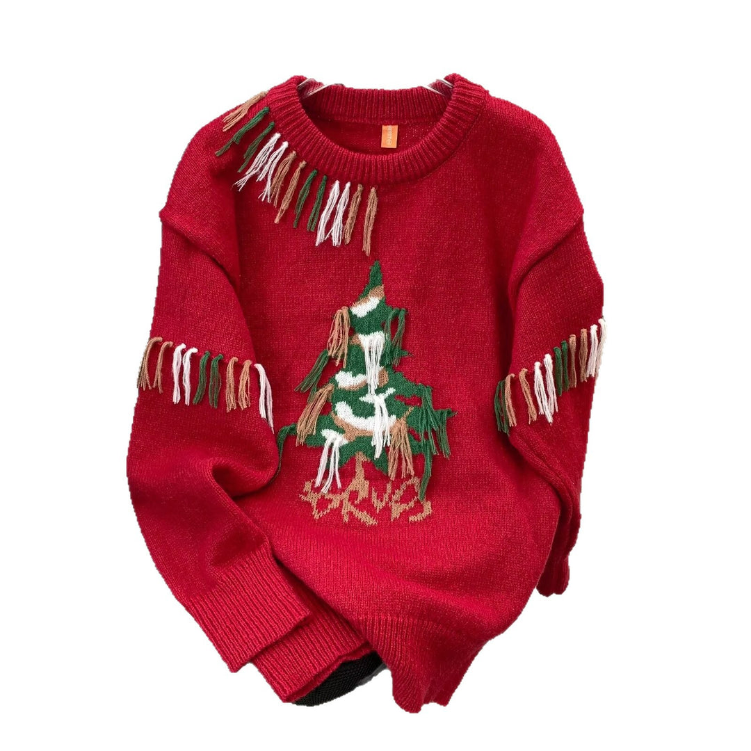 Strickpullover mit Weihnachtsbaum-Motiv