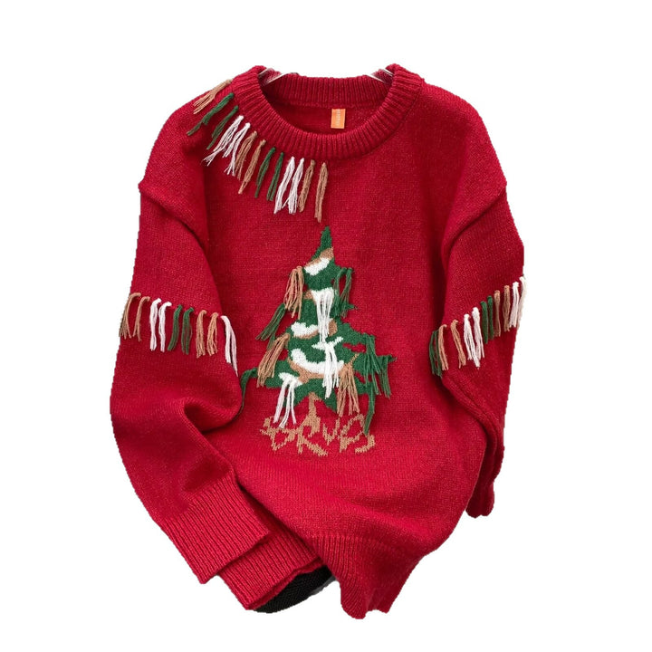 Strickpullover mit Weihnachtsbaum-Motiv