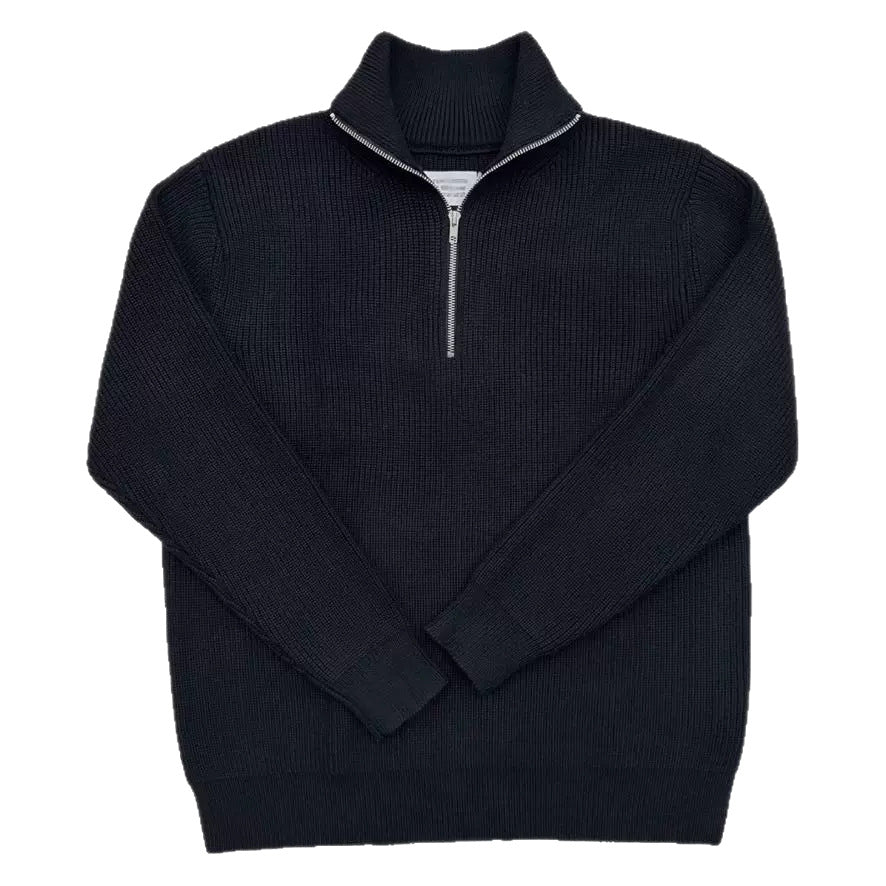 Unisex-Strickpullover mit Reißverschluss und Stehkragen
