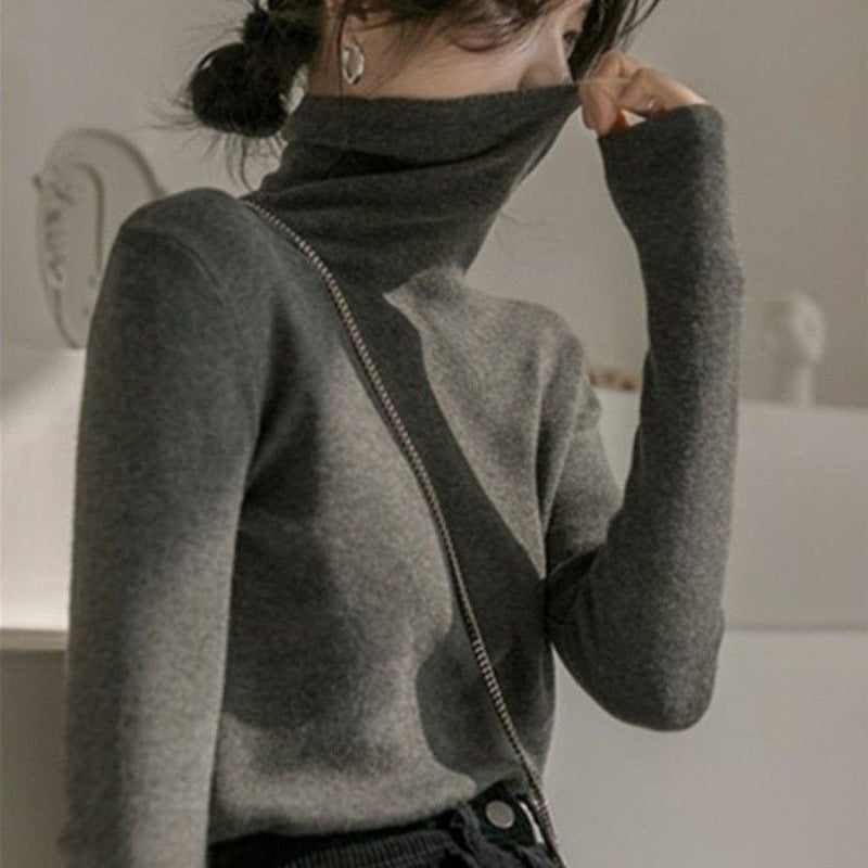 Damen-Rollkragenpullover, schmal geschnitten, Langarm