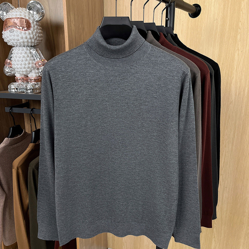 Herren-Pullover aus Seide und Schafwolle, Stehkragen