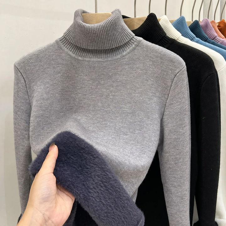 Herren-Strickpullover mit Fleecefutter und Stehkragen