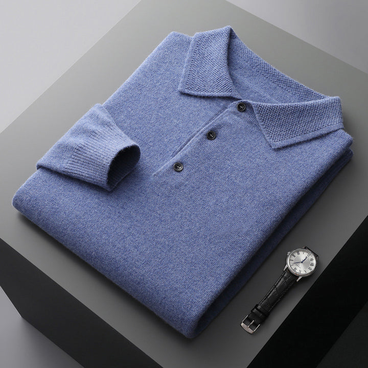 Herren Pullover, Polo-Kragen, Wolle-Kaschmir, Business