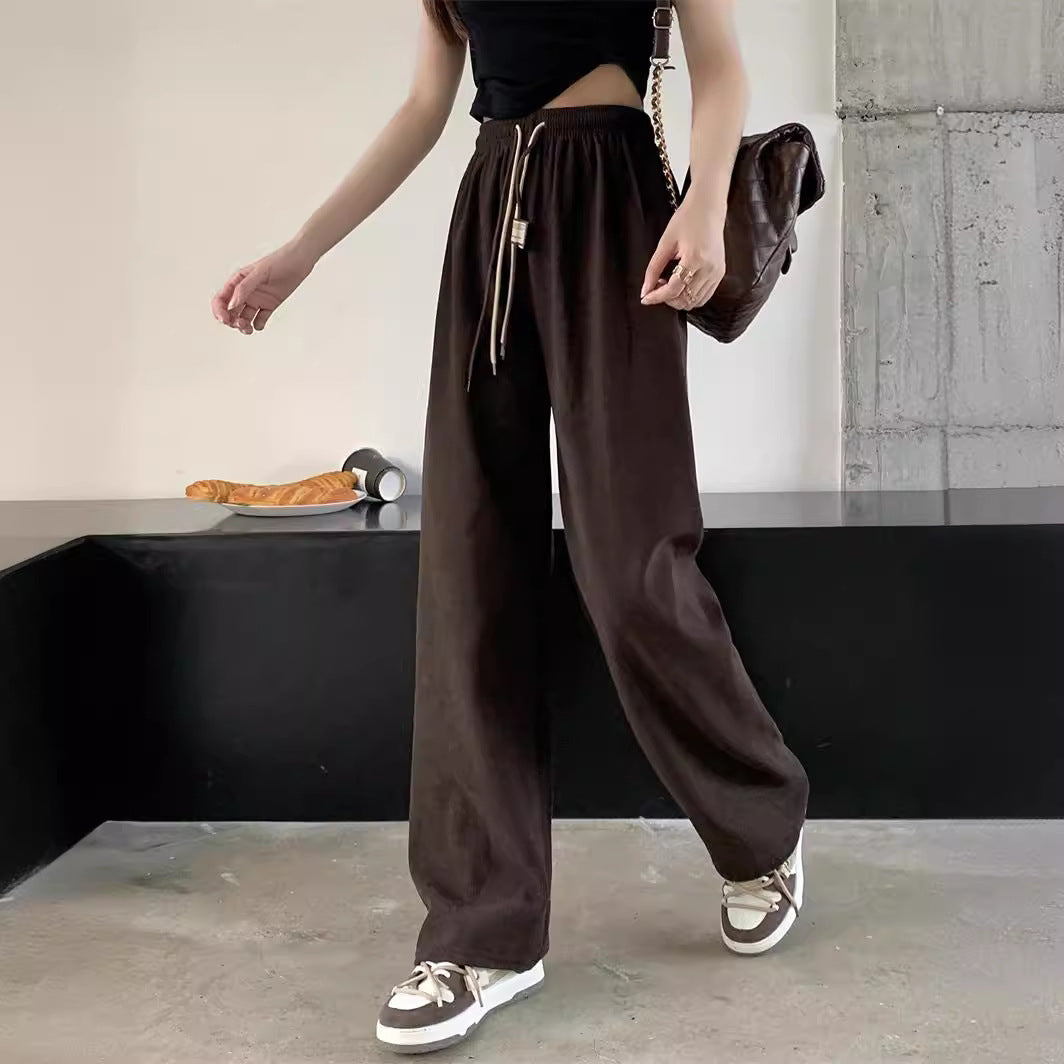 Damen-Cordhose mit weitem Bein und Kordelzug
