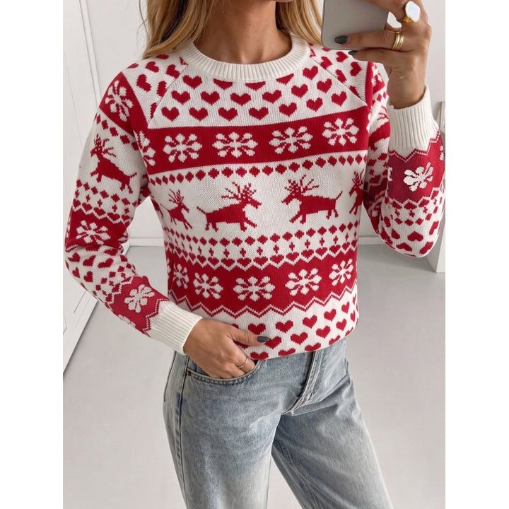 Fair-Isle Strickpullover mit Rentier-Motiv