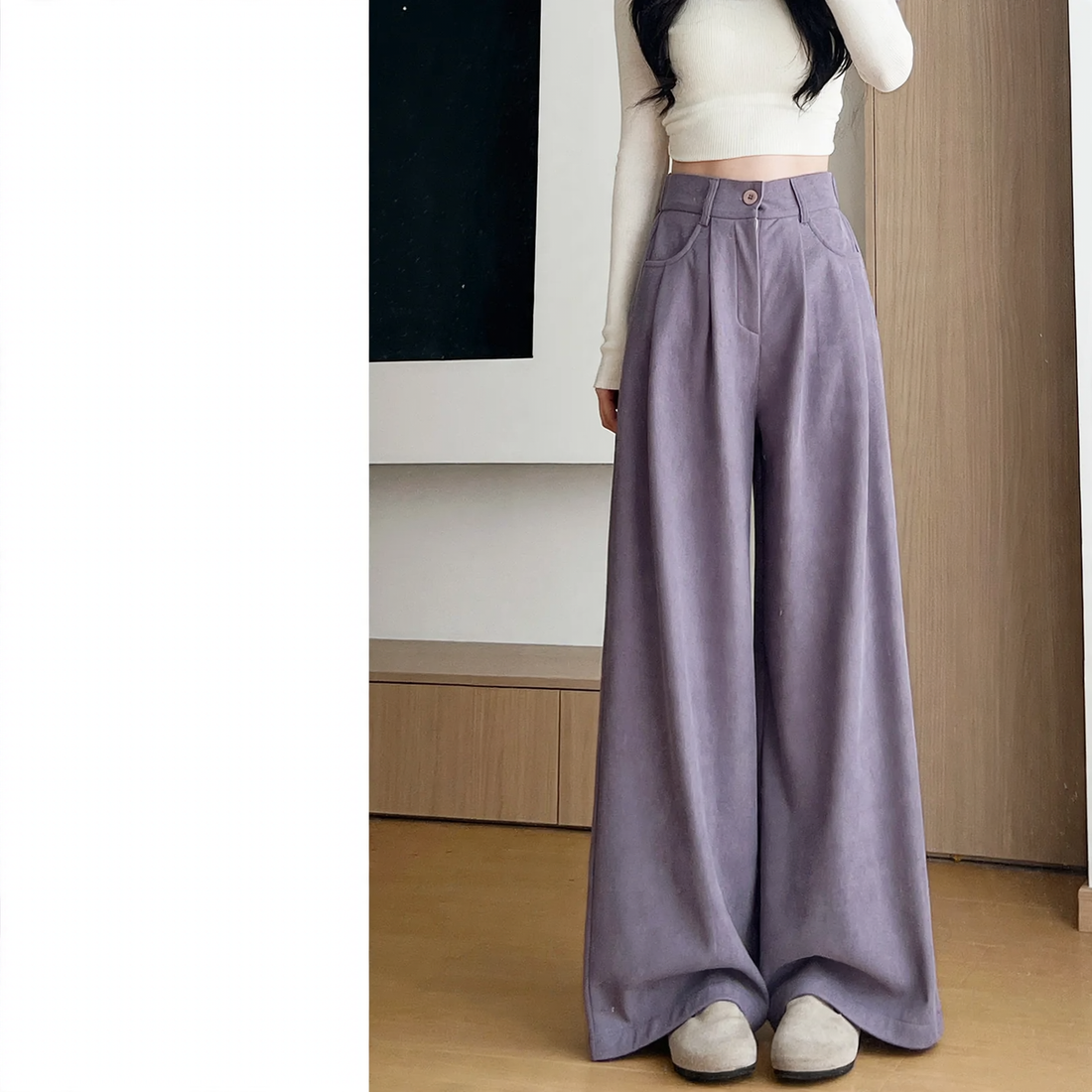 Kord-Hosen mit hohem Bund für Damen