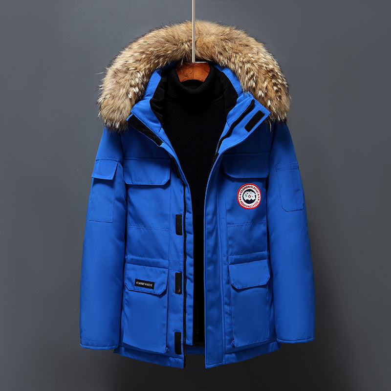 Modische Unisex-Daunenjacke mit abnehmbarem Kragen