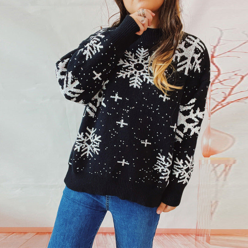 Damen-Strickpullover mit 3D-Weihnachtsmotiv