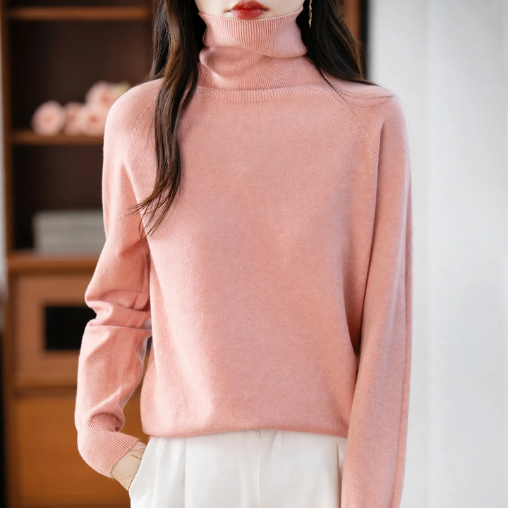 Damen-Strickpullover mit hohem Kragen, locker