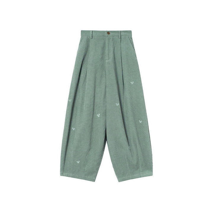 Kord-Hose mit Stickerei, 7/8-Länge