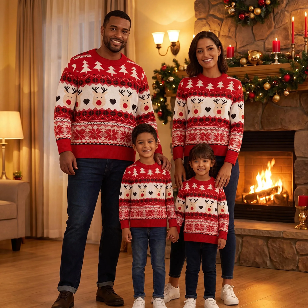 Unisex-Strickpullover mit weihnachtlichem Jacquard-Muster