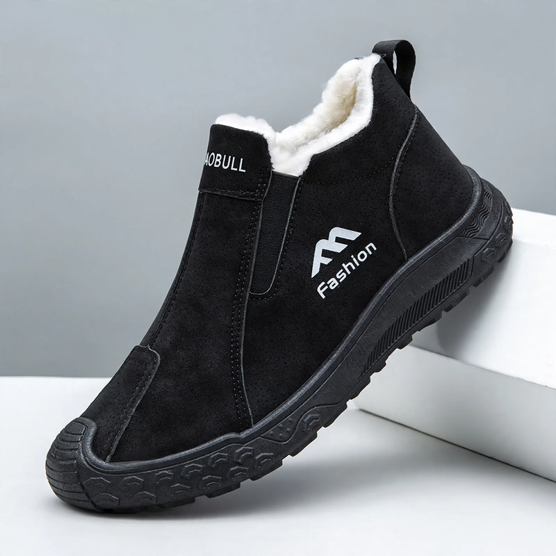 Gefütterte Herren-Winterstiefel, rutschfest, mittelhoher Schaft