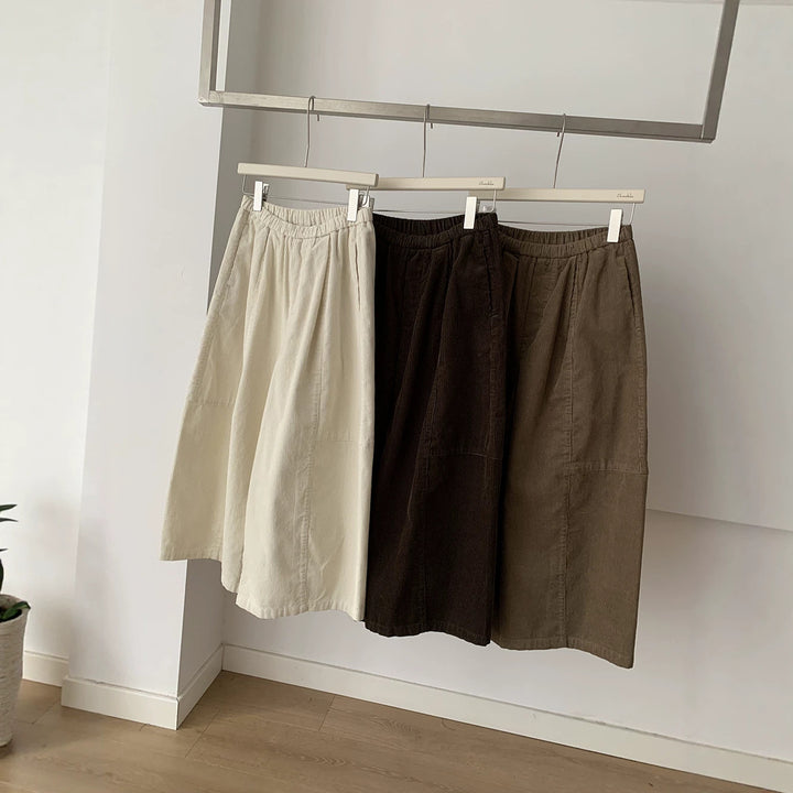 Damen-Kordhose, weit geschnitten, 7/8-Länge