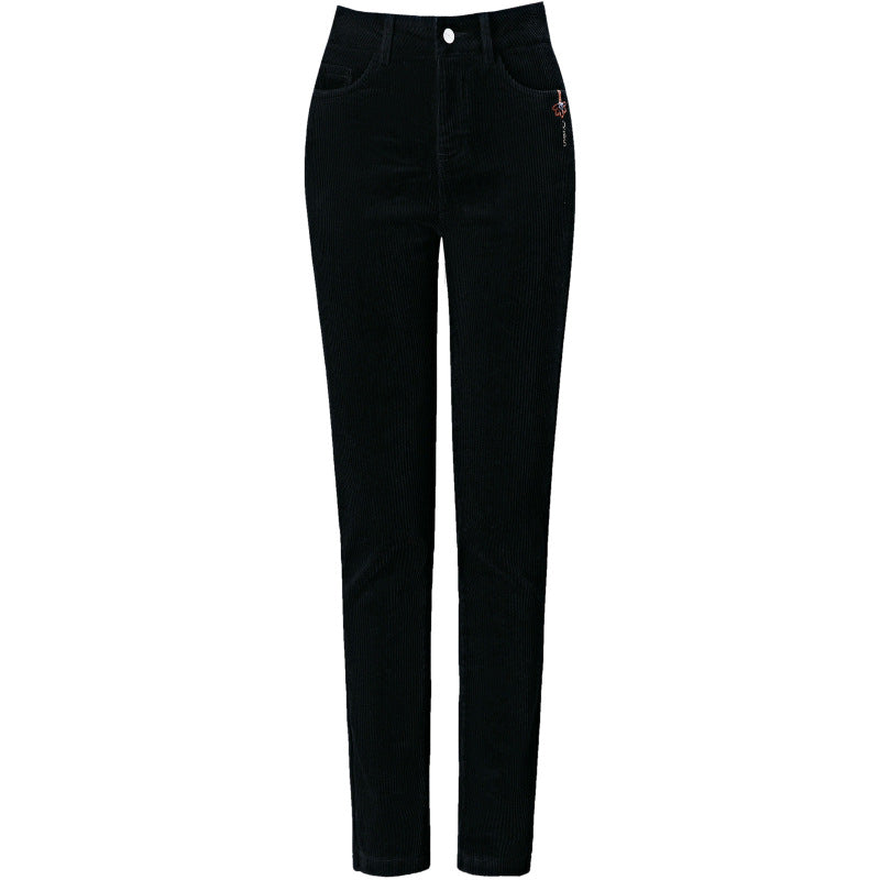 Kord-Hose, gerade geschnitten, High-Waist, gefüttert