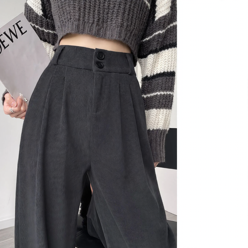 Damen-Cordhose, gerade geschnitten, gefüttert, für Frühling/Herbst