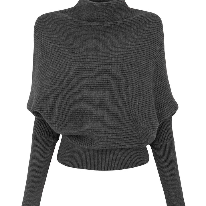 Damen-Strickpullover mit Rollkragen und Fledermausärmeln