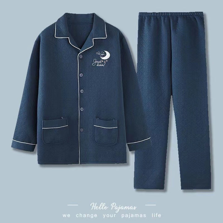 Gefütterter Herren-Pyjama, 100% Baumwolle, extra warm