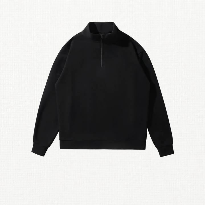 Sweatshirt mit hohem Stehkragen und Halbreißverschluss