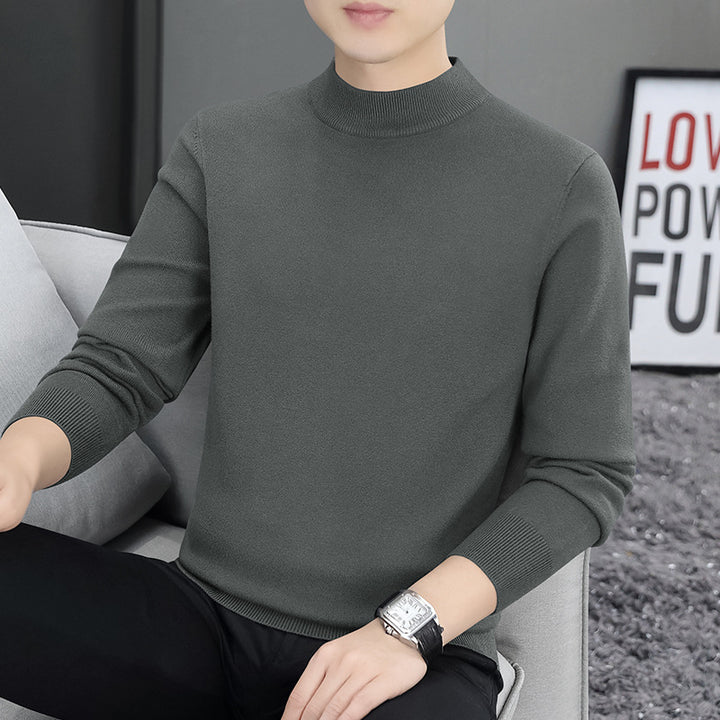 Herren-Strickpullover mit Stehkragen, gefüttert