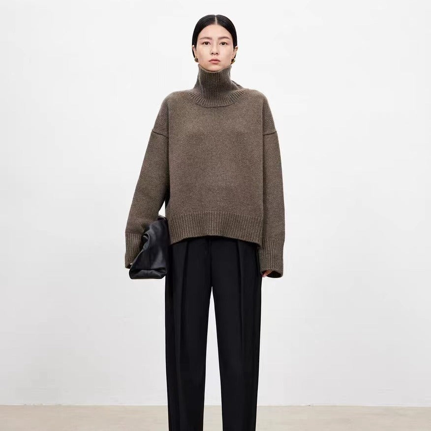 Damen-Rollkragenpullover, Oversize, für Herbst und Winter