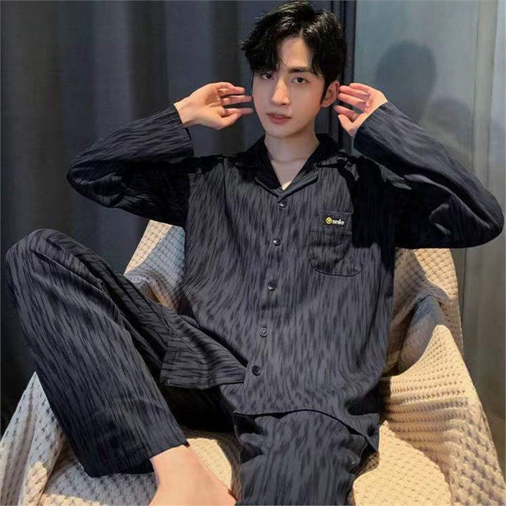 Herren-Pyjama-Set, 100% Baumwolle, Langarm, Übergrößen