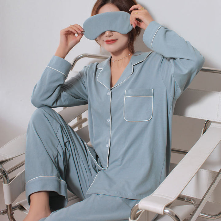 Damen-Pyjama-Set, Baumwolle, Langarm, festliches Design