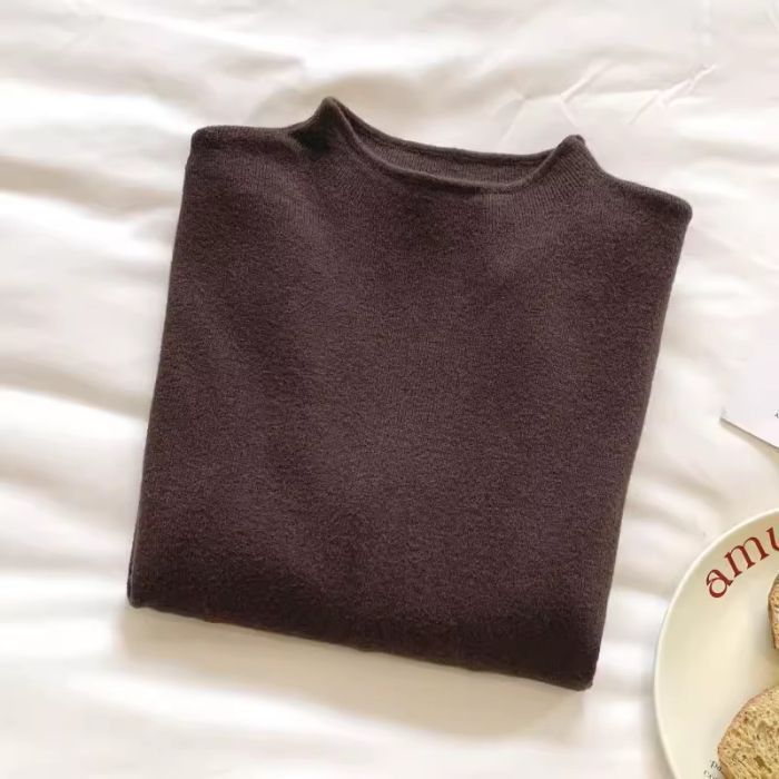 Damen-Strickpullover mit Stehkragen, einfarbig