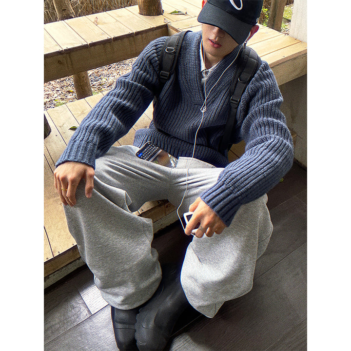 Herren-Strickpullover mit Kontrastmuster