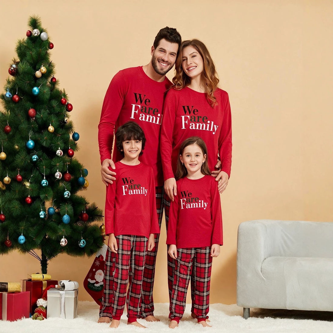 Familien-Schlafanzug-Set, kariert