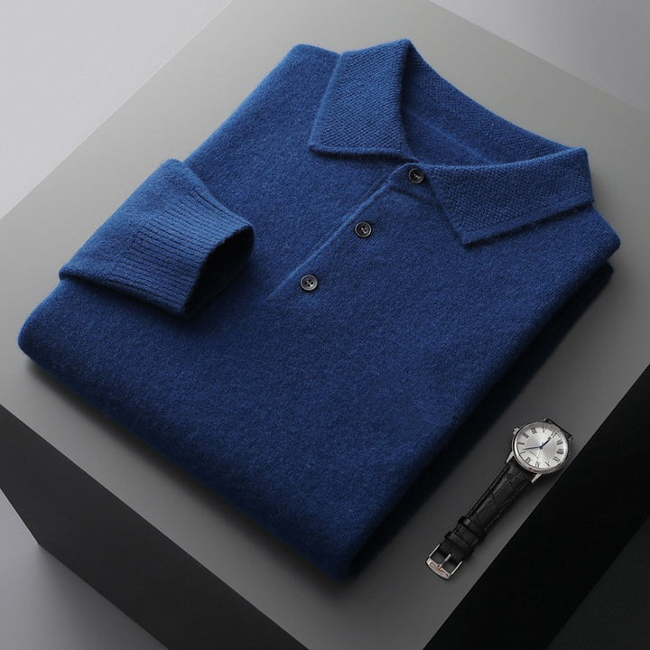Herren Pullover, Polo-Kragen, Wolle-Kaschmir, Business