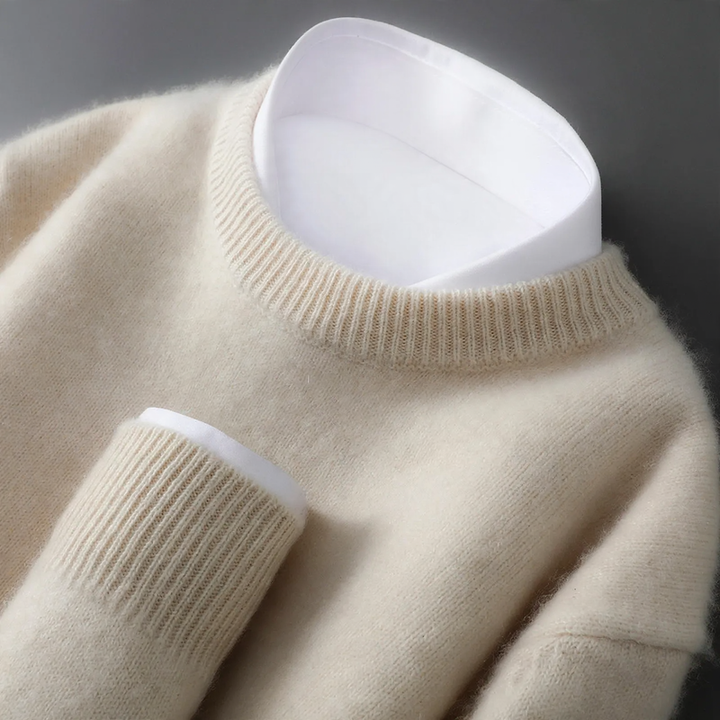 Herren-Wollpullover, Rundhalsausschnitt, 100% Wolle, dick