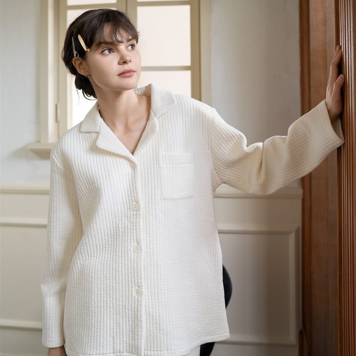 Baumwoll-Loungewear-Set für Paare, langärmelig