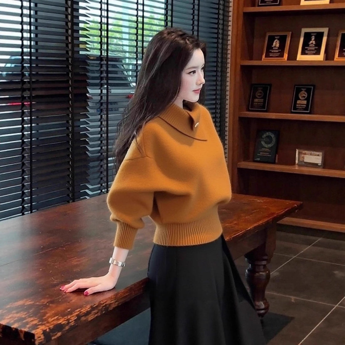 Lässiger Rollkragen-Strickpullover