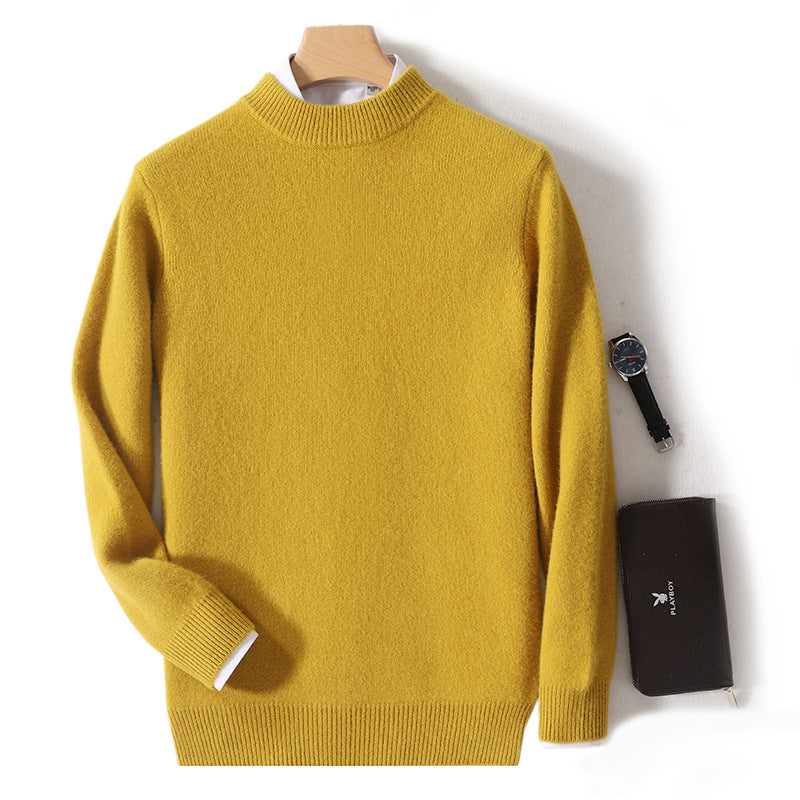 Herren-Wollpullover, Stehkragen, Business-Casual