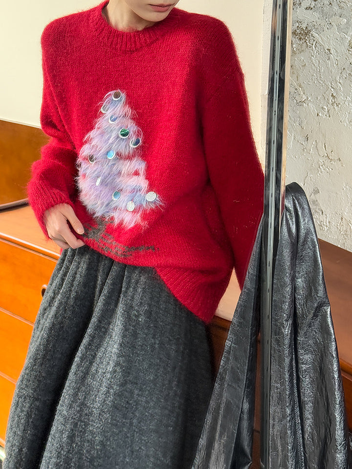 Damen Weihnachtspullover, Pailletten-Design, weich