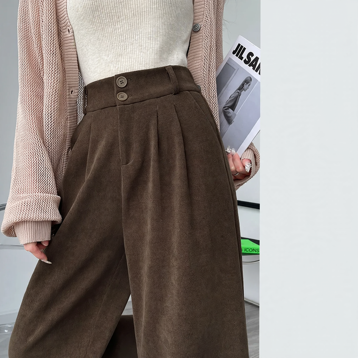 Gefütterte Kord-Weithose für Damen, Herbst und Winter