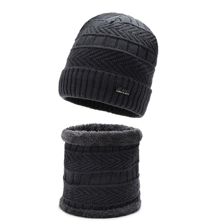 Winter-Strickmütze mit Nackenschutz, 2-teiliges Set