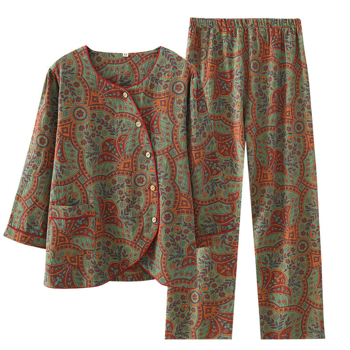 Damen-Hausanzug aus Baumwollgaze, traditioneller Stil