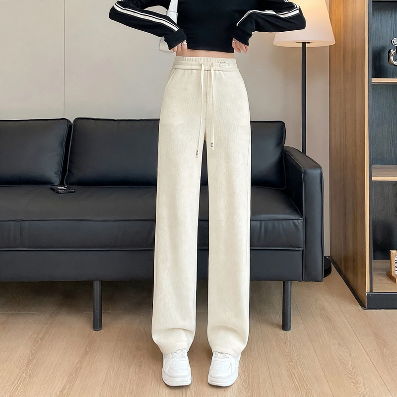 Damen-Cordhose mit weitem Bein, gerade geschnitten
