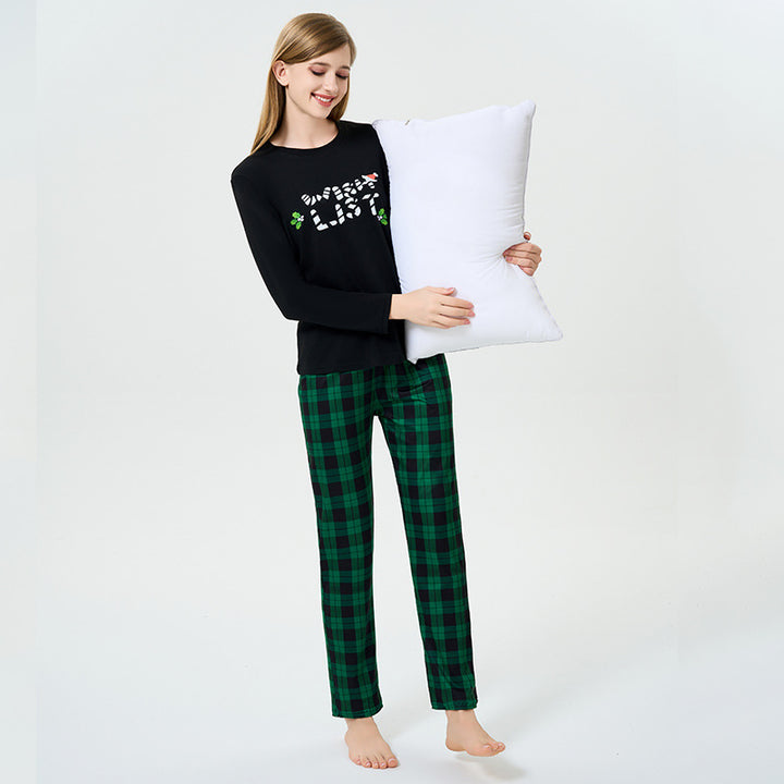 Damen-Schlafanzug-Set, Langarm, mit weihnachtlichem Aufdruck